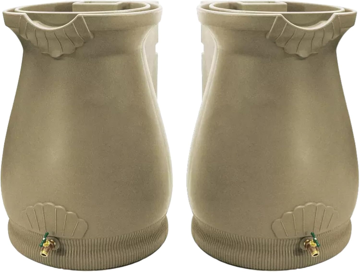 65-Gallon Urn Rain Wizard Decorative Barrel (Khaki, 2 Pack)
