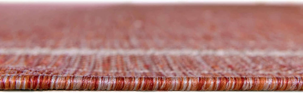 Unique Loom Outdoor Border Collection Area Rug - Soft Border (13'Round, Rust Red/ Ivory)