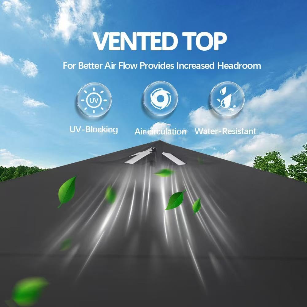 10x10 Pop Up Canopy,Event Tent – One-Person Setup, Waterproof & UV-Blocking, Heavy-Duty Steel Frame, Wheeled Bag & Sandbags – Outdoor Shade for Beach, Camping, Backyard, Tailgate (Black)