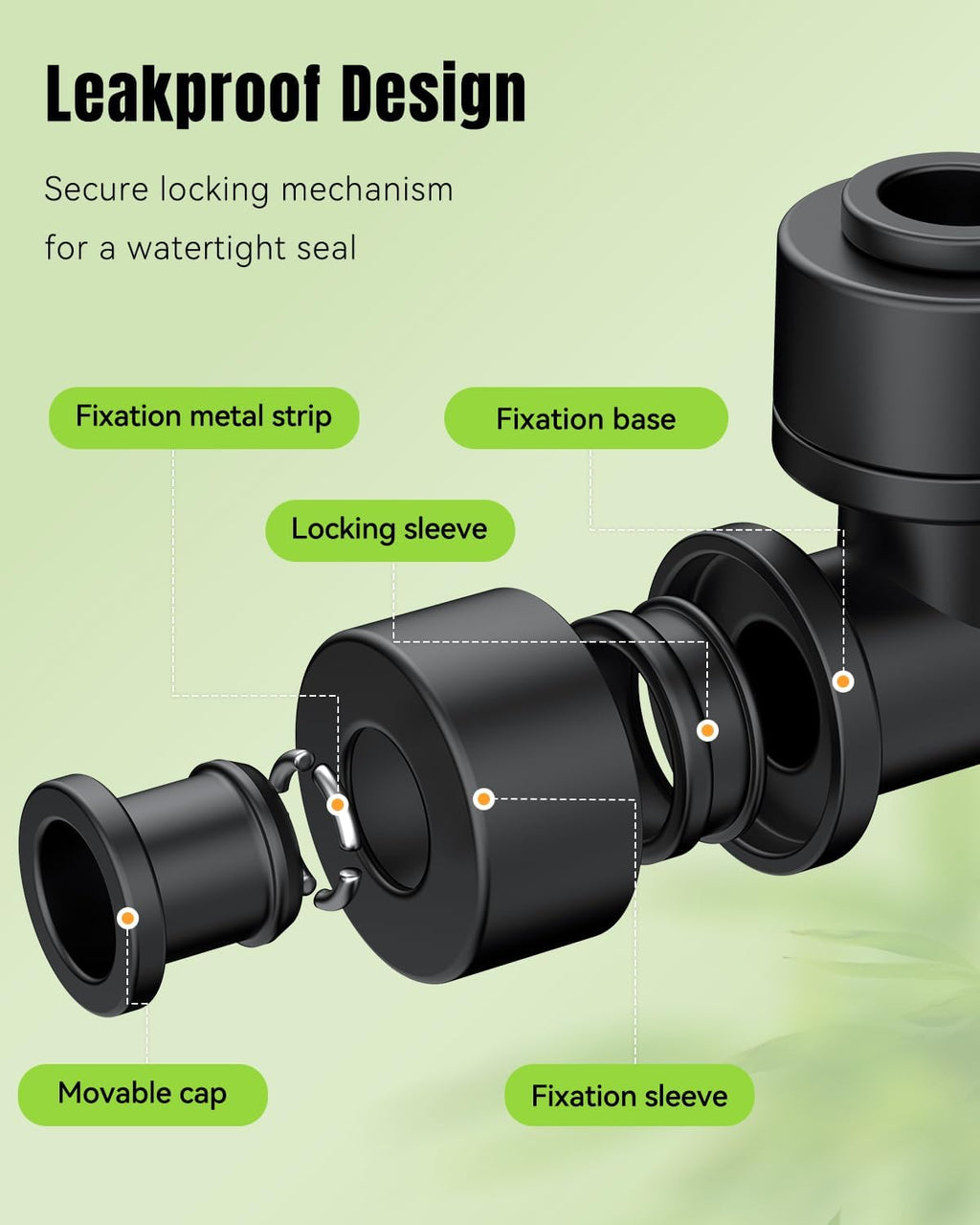 Pawfly 40 Pcs Quick Connect Drip Irrigation Fittings Kit for 1/4" Tubing, Push-to-Fit Drip Line Connectors Set with 10 Tees, 10 Couplings, 10 Elbows & 10 End Plugs, Anti-Leak Drip Irrigation Parts