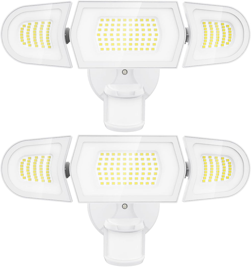 Olafus 100W LED Security Light Motion Sensor Outdoor Light, 2 Pack Motion Flood Light Dusk to Dawn, 9000LM Super Bright 6500K Exterior Motion Detector Floodlight for Garage Yard Porch Eave IP65, White