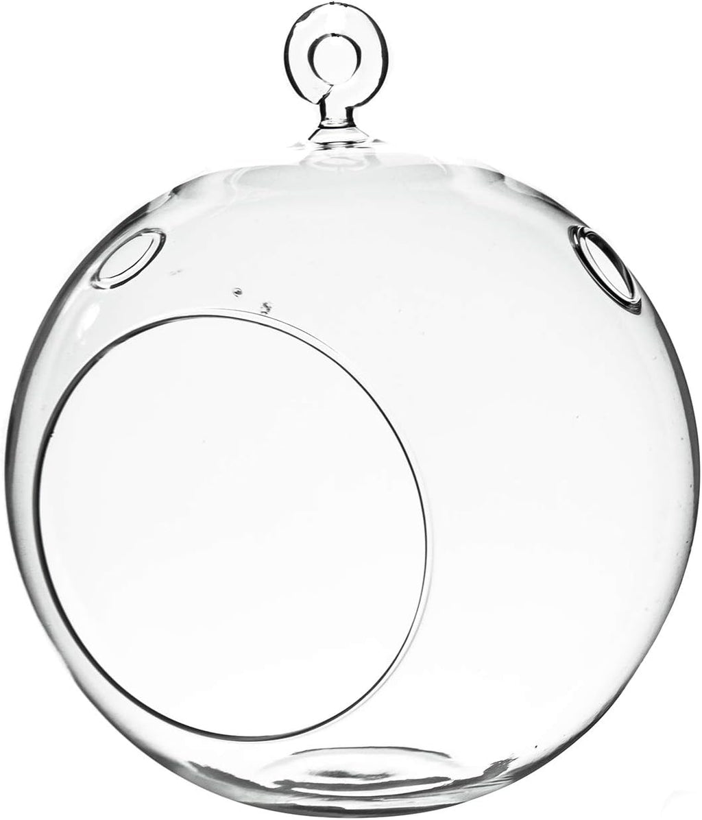 WGV Hanging Terrarium Globe, Width 6", Height 6.5", DIY Air Succulent Planter, Clear Glass Vase Orb with Flat Bottom, Candle Holder for Windowsill Outdoor Garden Decor, 1 Piece