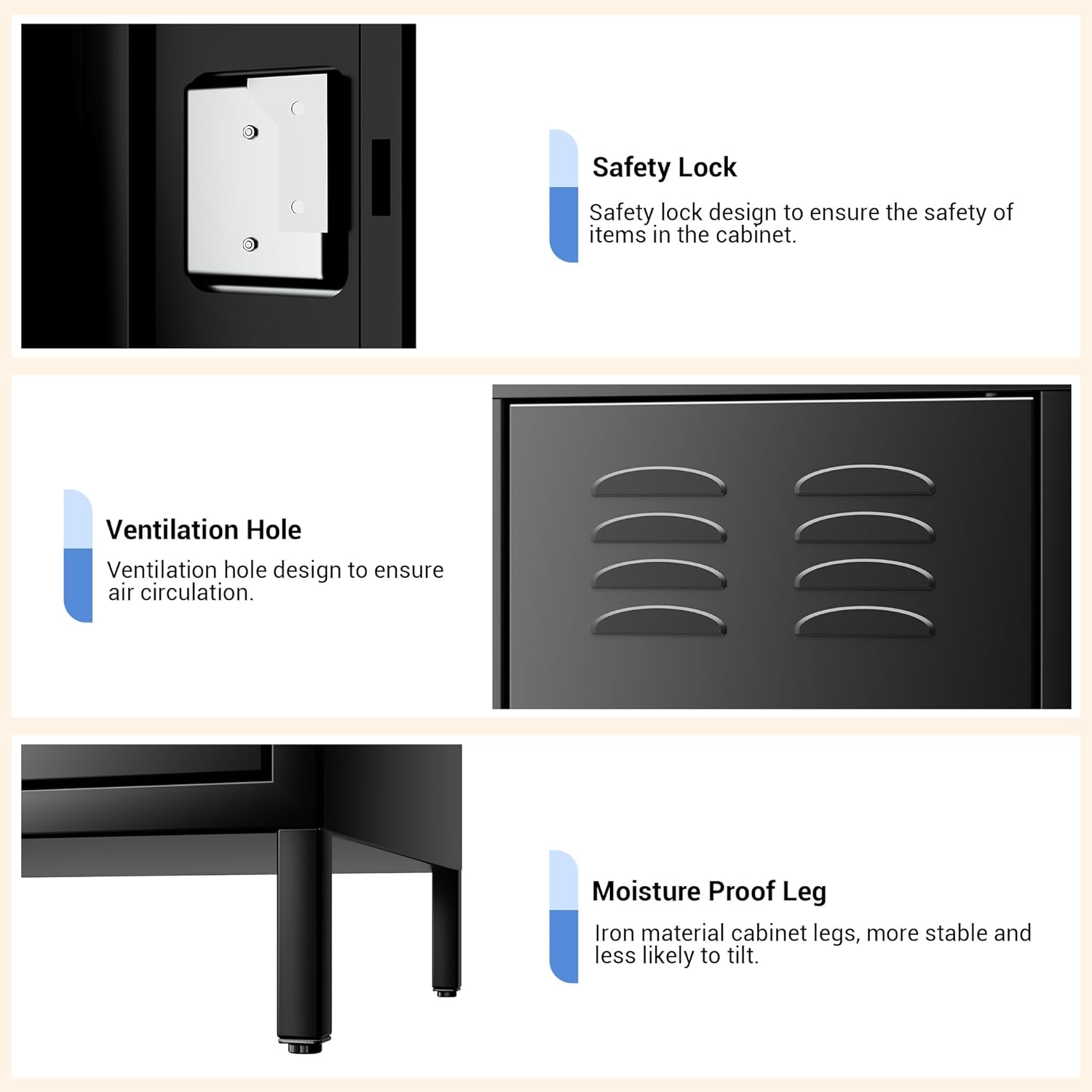 GAOMON Metal Lockers, 6-Door Metal Storage Cabinets Locker, Secure Storage Solution, Perfect for Offices, Gyms, Schools & Homes, Organizes Personal and Work Belongings Easily