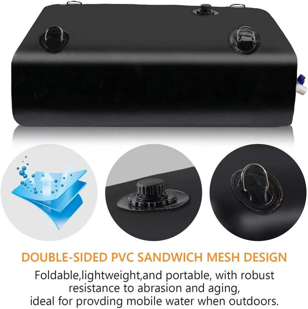 Water Tank, Water Storage Bladder, Portable Water Tank, Water Bladder Tank, Large Water Storage, Water Storage Containers for Camping, Garden, Emergency Water Storage Black