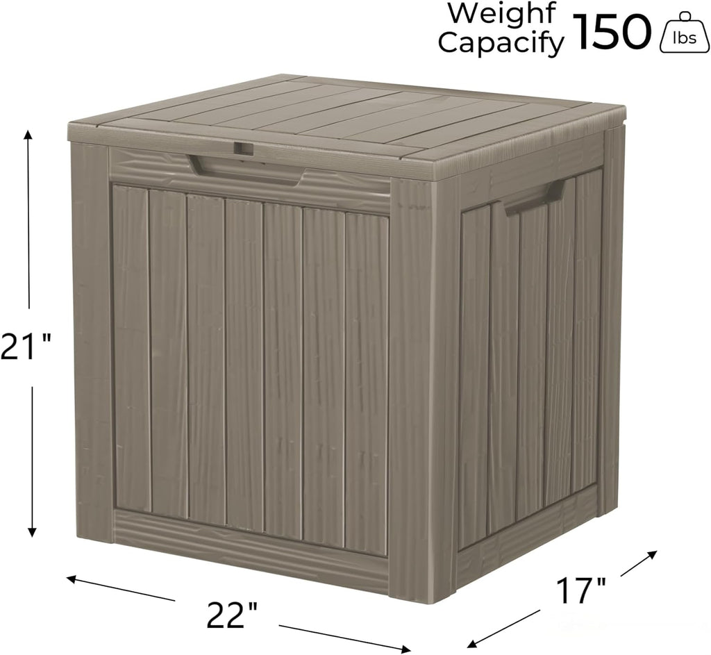 35 Gallon Outdoor Storage Box Waterproof Lockable Resin Deck Box Large, Patio Storage Bin for Pool Accessories Cushion Furniture, Garden Tools, UV-Resistant Outside Delivery Grey