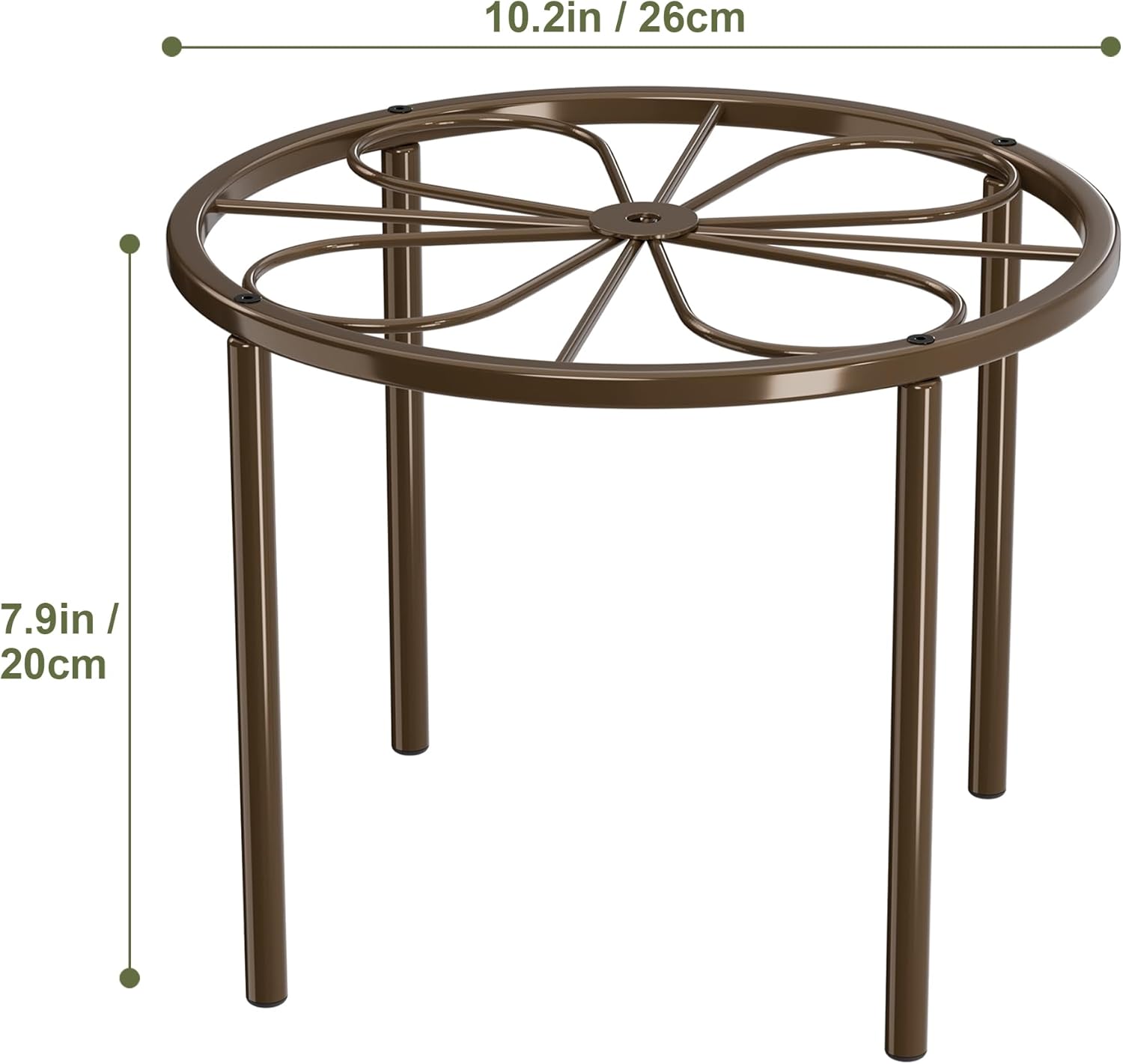 Brown Plant Stand Plant Riser - 10.24'' Metal Flower Stand for Garden Home, Anti-rust Plant Holder for Multiple Plant Indoor or Outdoor.