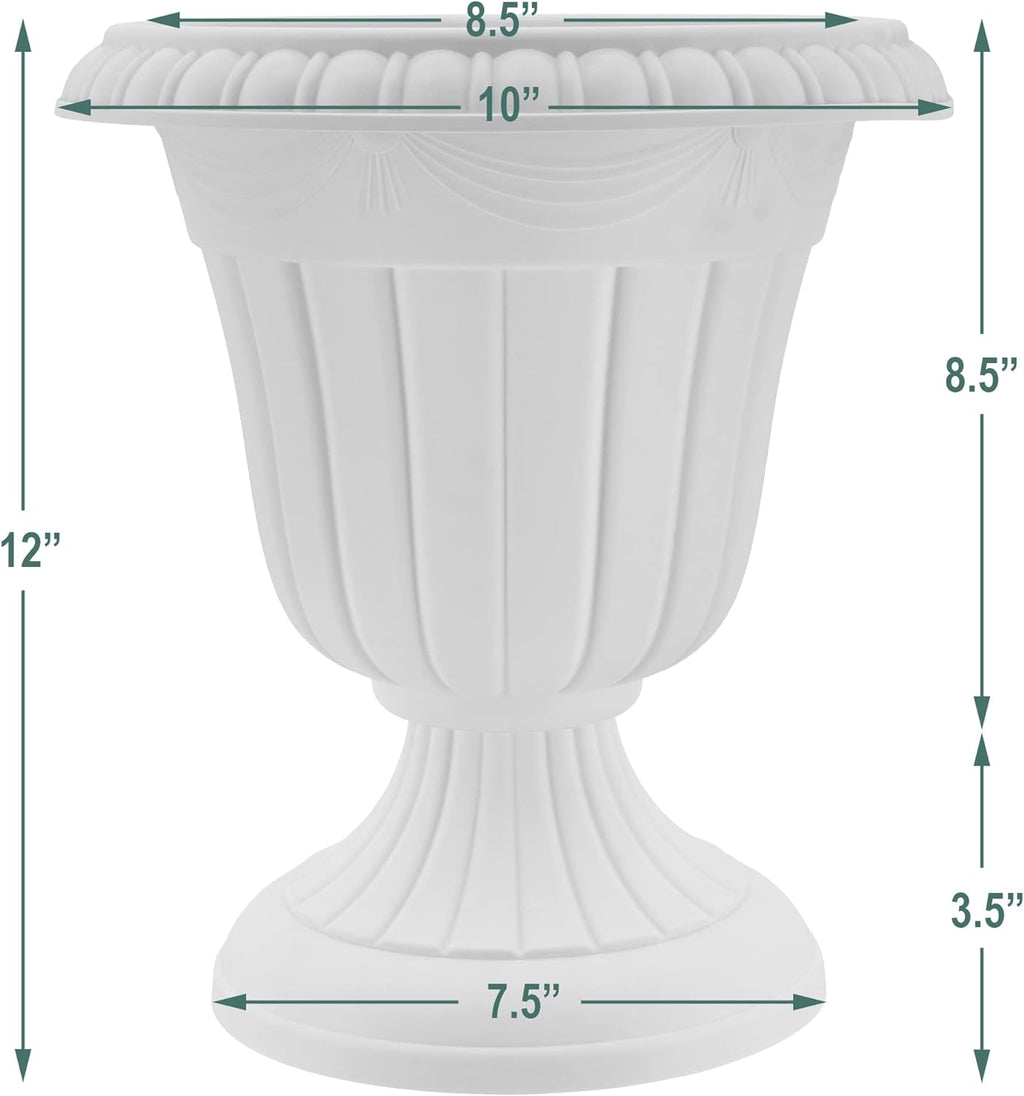 PL20BG Classic Traditional Plastic Urn Planter Indoor/Outdoor, 10" x 12", (Beige)