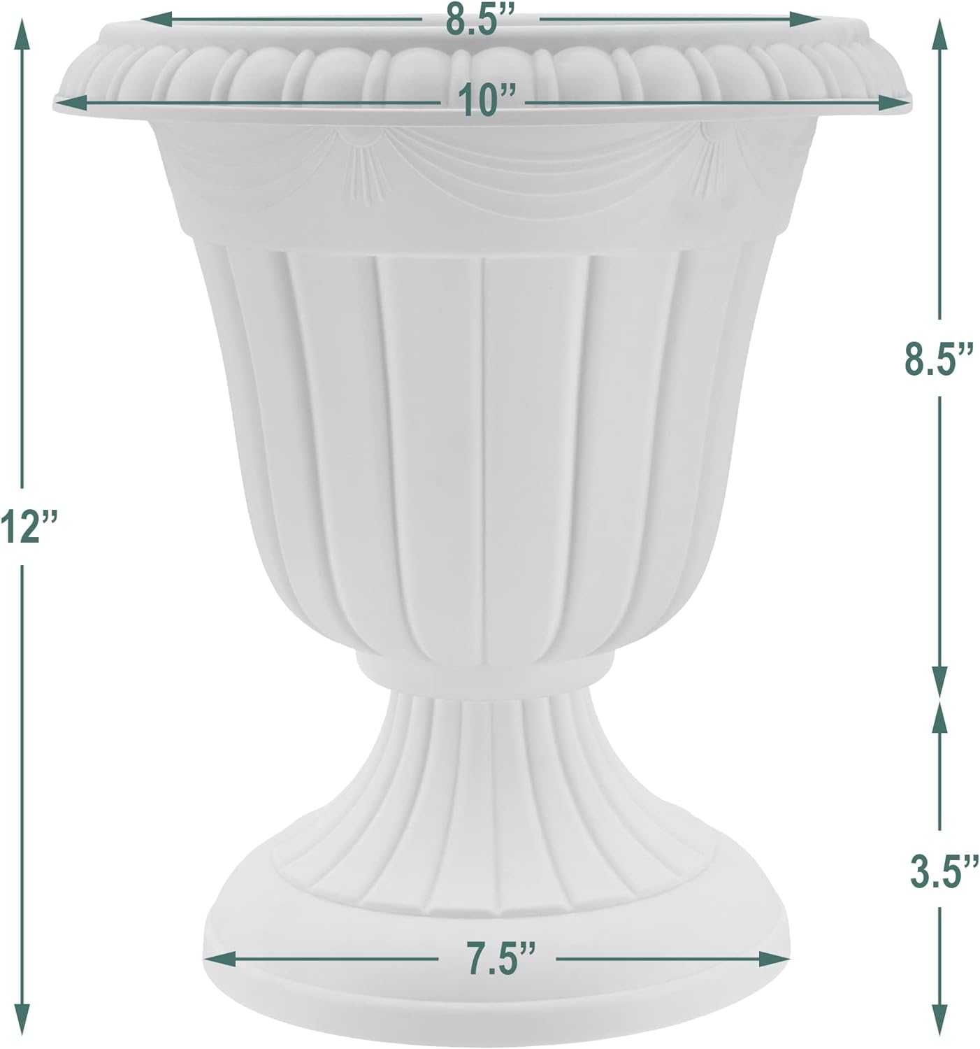 PL20BG Classic Traditional Plastic Urn Planter Indoor/Outdoor, 10" x 12", (Beige)