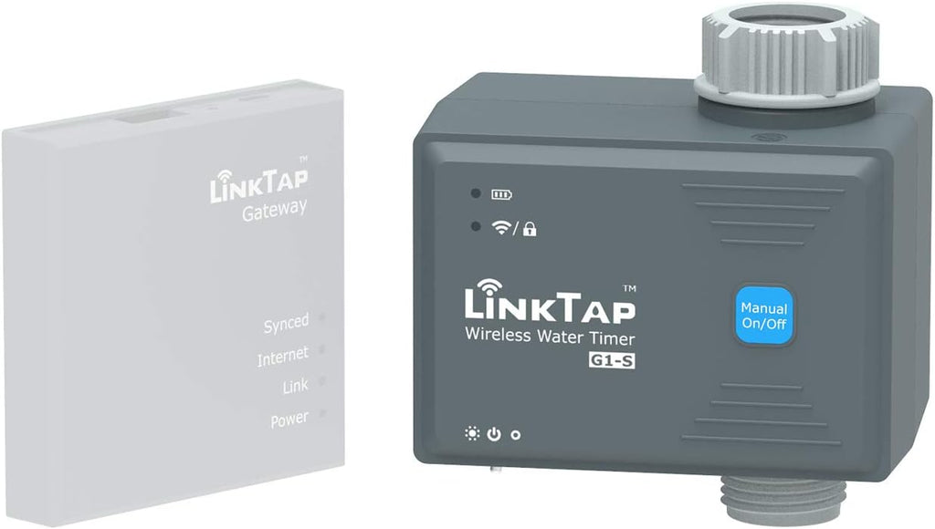 LinkTap G1S Wireless Water Timer (Requires Gateway), Smart Irrigation Hose Faucet Timer, Greater Range Than WiFi Sprinkler Timers, 2 Year Battery Life, Weather Aware, Alexa