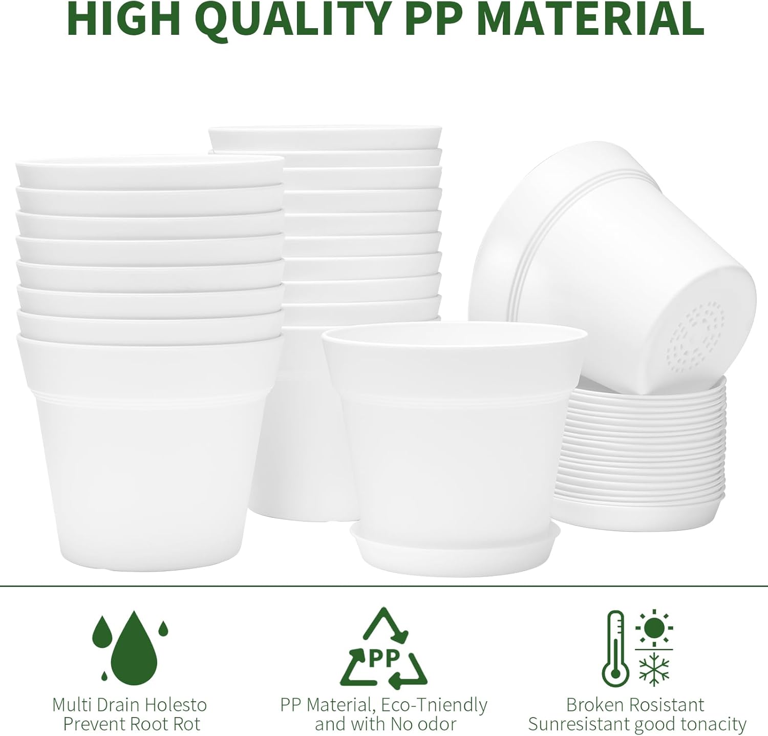 GARDIFE 20 Pack 6 inch Plant pots, planters for Indoor Plants, Flower pots, White