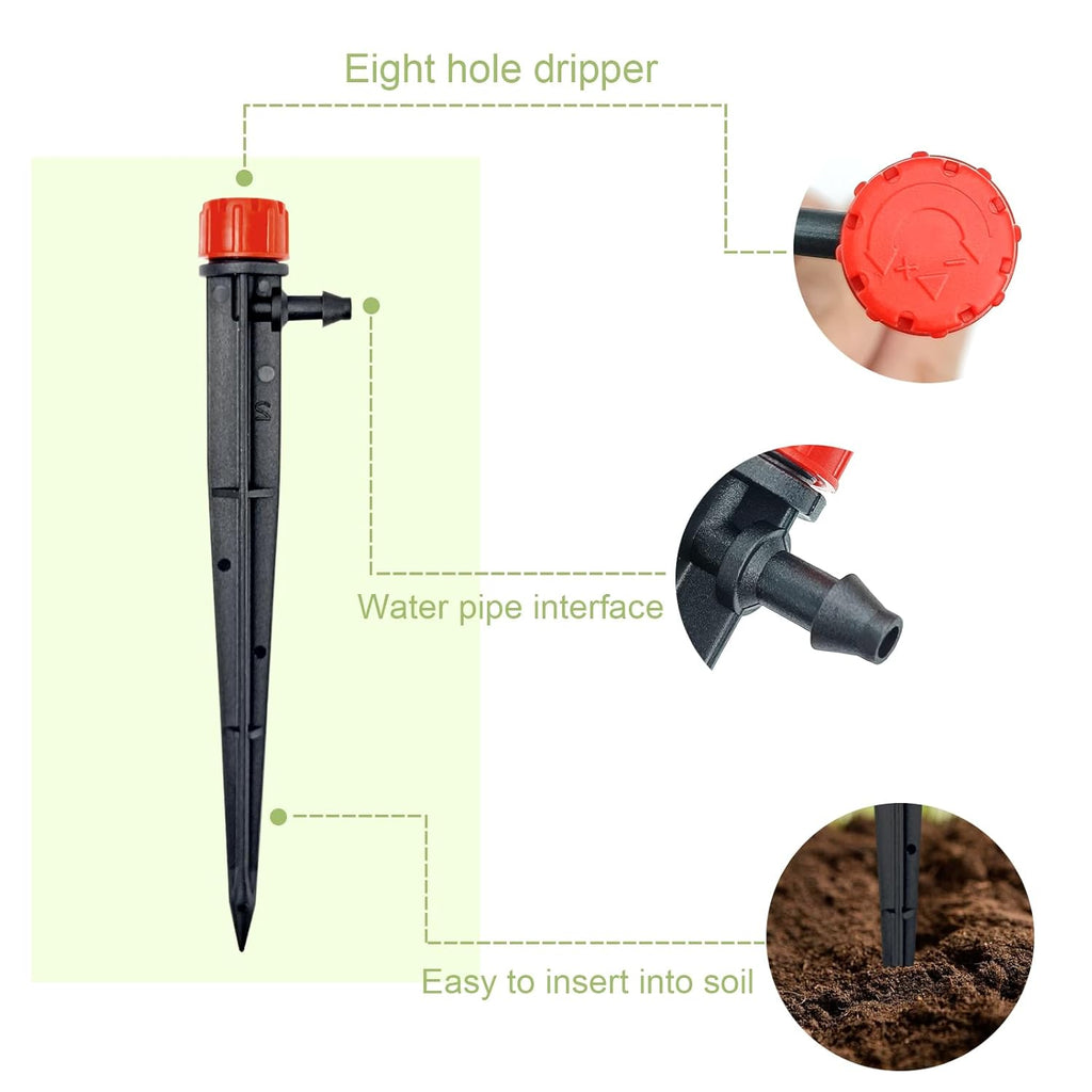 50pcs Drip Irrigation Emitters,Drip Irrigation Parts for 1/4" Drip Irrigation Tubing - Adjustable 360 Degree Water Flow Drippers, Garden Drip Irrigation Drippers for (4-7mm) Watering System
