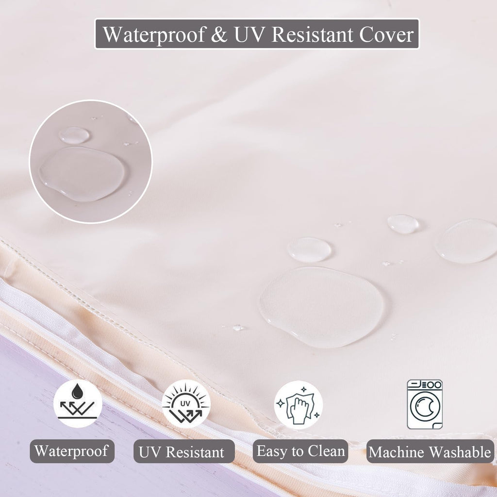 15 x 15 Inch Round Cushions for Outdoor Furniture Non-Slip Waterproof Patio Bistro Chair Cushion with Ties Bar Stool Seat Cushion for Kitchen Chairs Set of 4, Beige