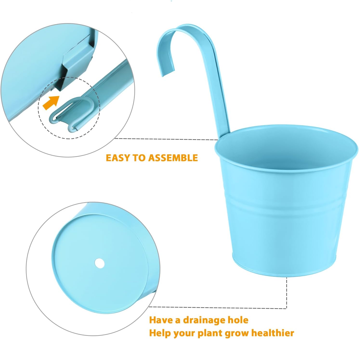 12 Pack Balcony Planters Railing Hanging, Colorful Railing Planter 4 Inches Small Hanging Plant Holder Indoor/Outdoor