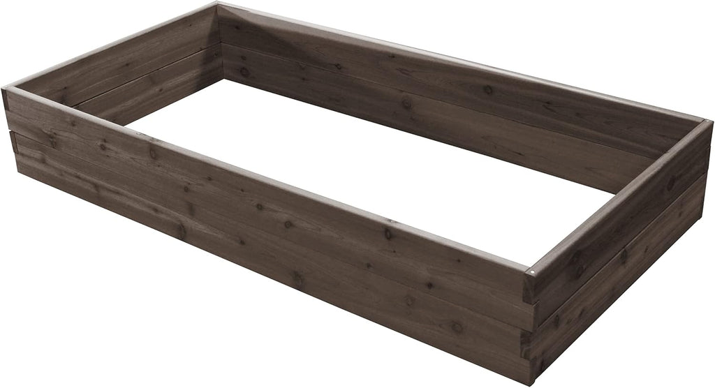 Red Cedar Wood Raised Vegetable Garden Bed - Amish Made in USA (11" Double Raised Bed, Gray Stain)