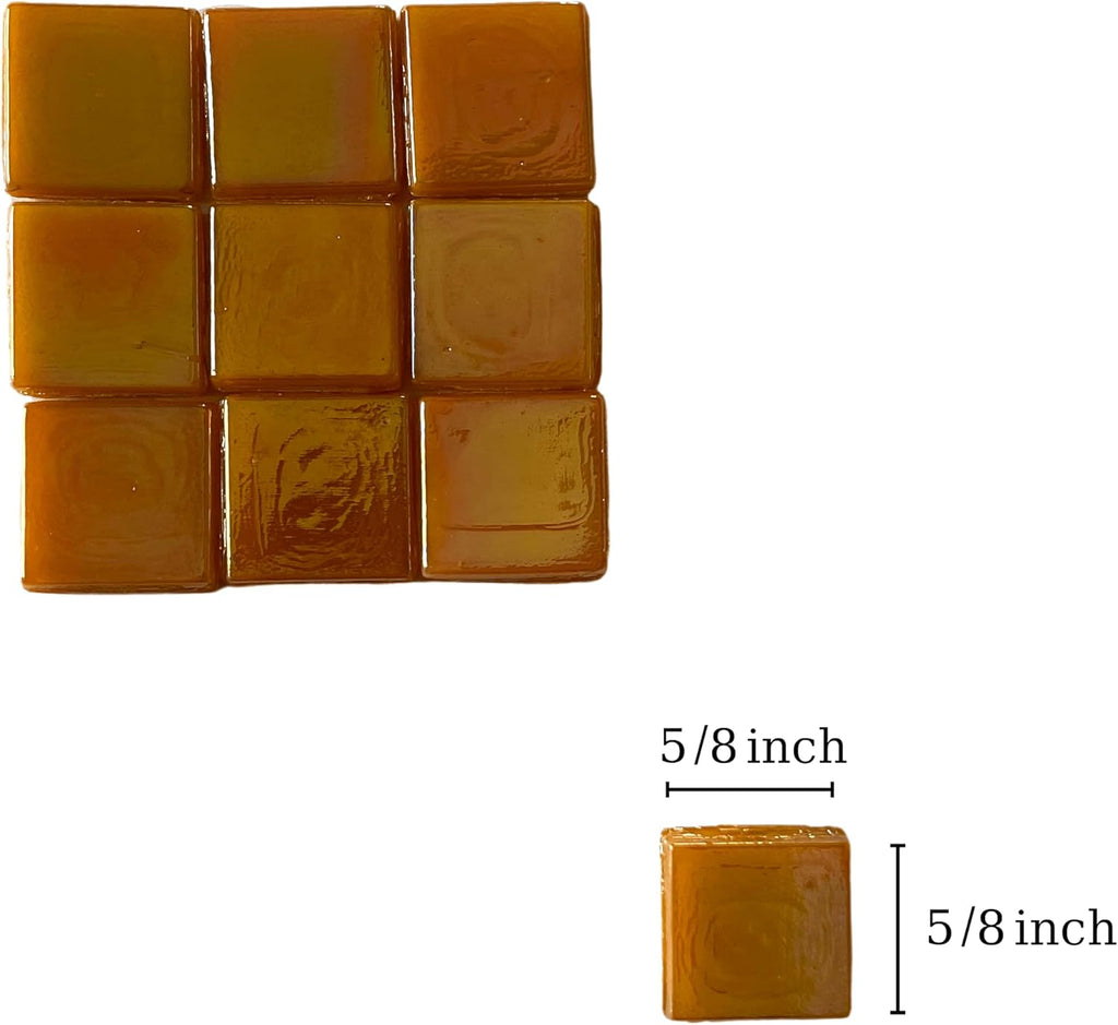 SMEIINIK 1.1lb/500g Square Mosaic Tiles for Crafts Bulk,Glass Tiles for Art Mosaic Projects, Iridescent Stained Glass Pieces for Mosaic Works (WJ93-9)
