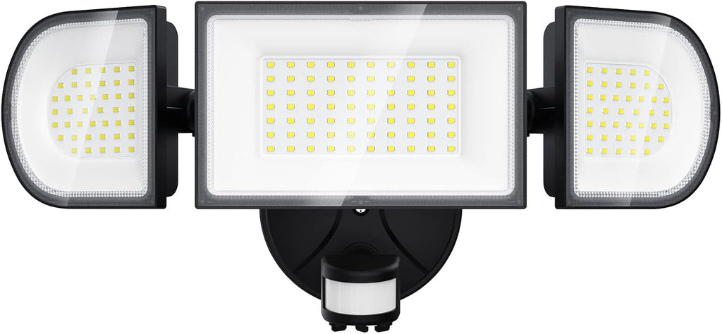 iMaihom 100W Motion Sensor Light Outdoor, 9000LM 6500K LED Security Floodlights, 3 Adjustable Head Motion Detection Light IP65 Waterproof for Yard Garage (Black)