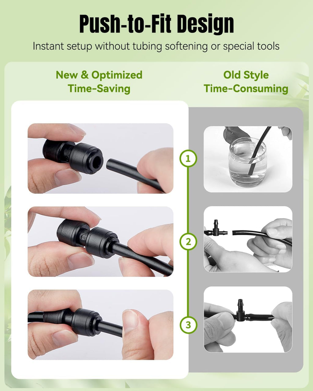 Pawfly 15 Pcs Quick Connect 1/4" Drip Irrigation Coupling Connectors for 1/4 Inch Irrigation Tubing, Anti-Leak Drip Irrigation Parts, Push-to-Fit 2-Way Coupling Fittings, Universal Straight Fittings