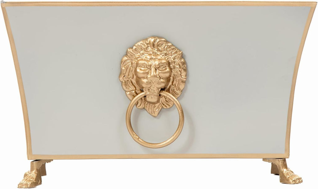 Jaye's Studio Paws and Claws Regency Fluted Rectangular Cachepot, Taupe Metal Planter for Indoor Plants, Rectangle Flower Plant Pot, Wedding Decor Centerpiece Planter, 12 Inch