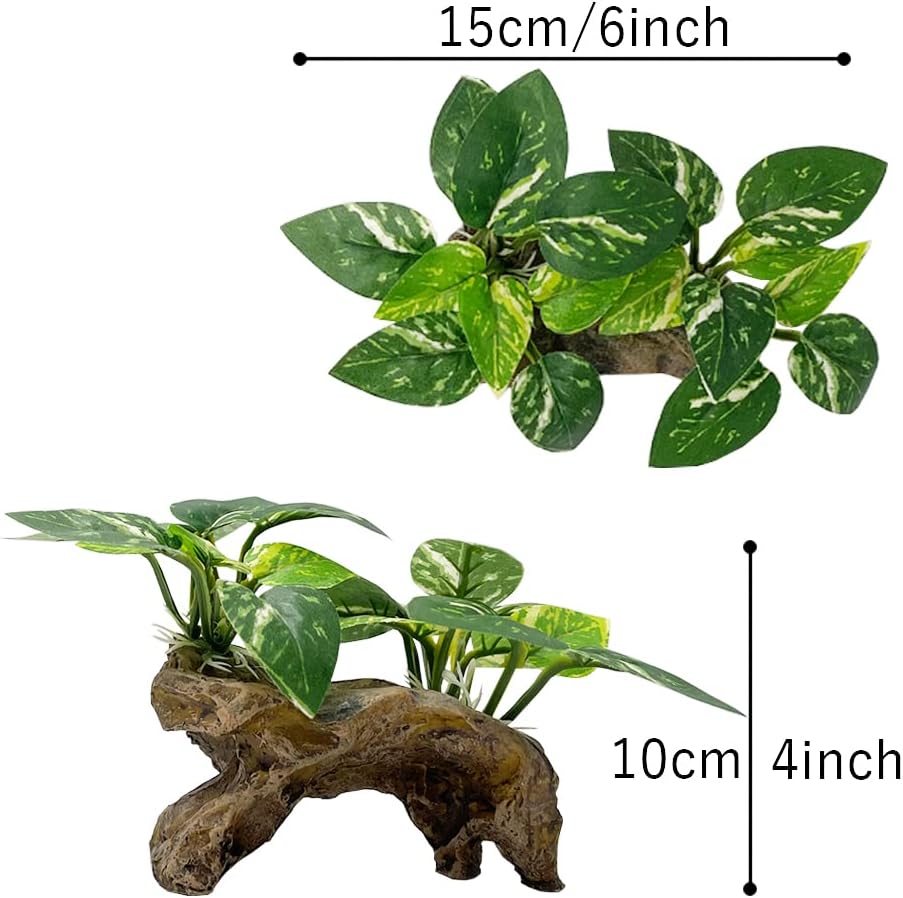 Smoothedo-Pets Fish Tank Decoration Aquarium Decoration 3 Pieces Ornament Betta Silk Leaf Cushion Hammock Artificial Driftwood Cave Goldfish Bowl Accessories (Mixed Leaf Set-G)