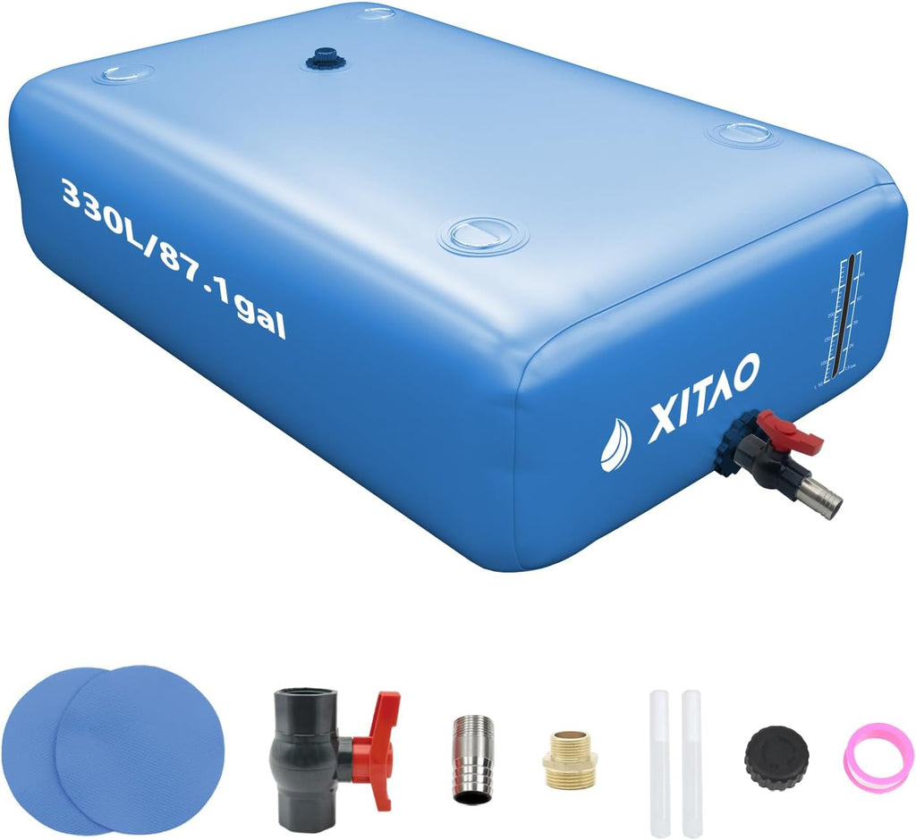 XITAO 87Gal Large Capacity Water Storage Bladder Containers w/Water Level Indicator Portable Foldable Emergency Water Tank Bag for RVs, Drought Resistance, Fire Prevention, Agricultural Irrigation