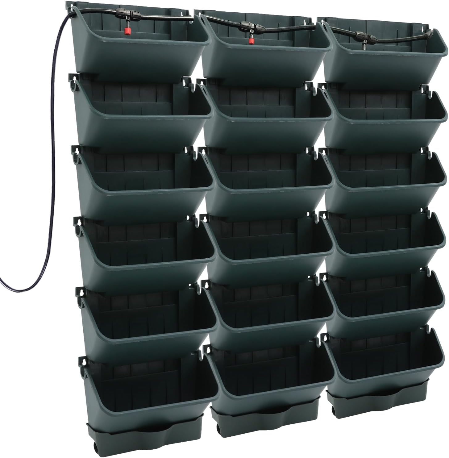 18 Pots Self-Watering Wall-Mounted Planter, 39.4”L x 39.4”H Vertical Wall Planter Self Watering Stackable Planters Vertical Garden Wall Garden Planter Outdoor Indoor for Herbs Flowers Strawberries