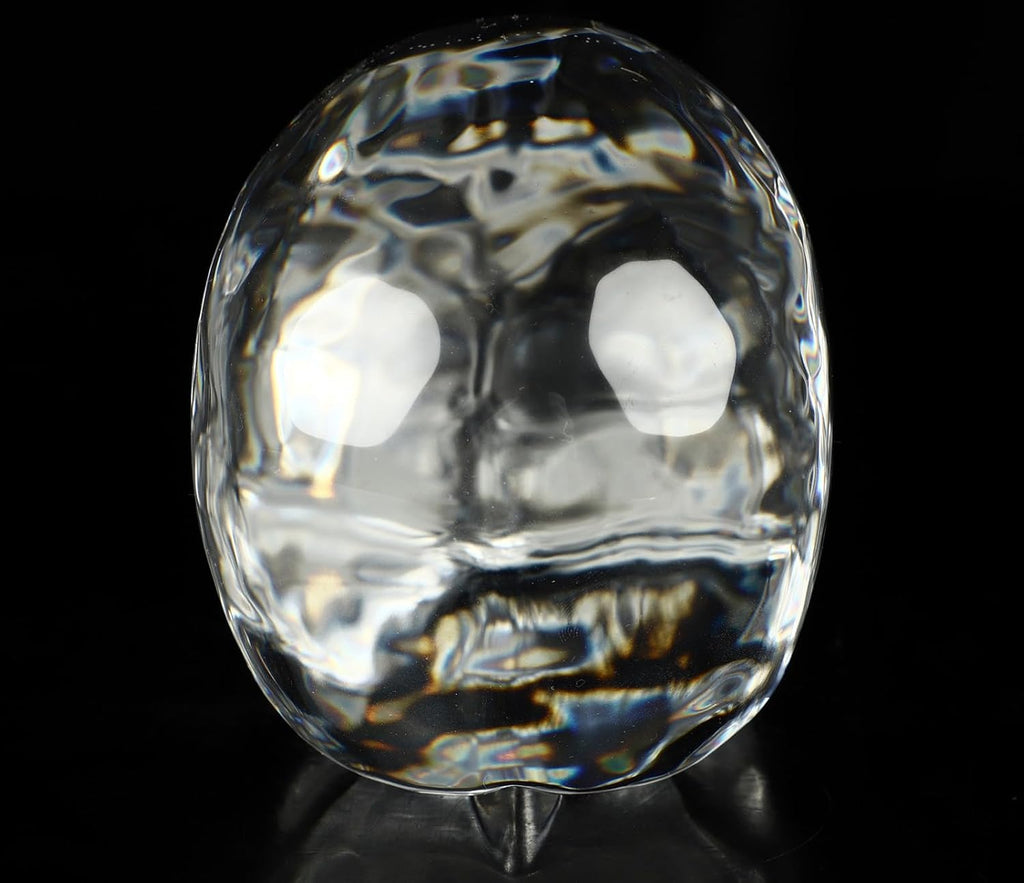 Skullis 5.0" K9 Crystal Skull, Hand Carved Gemstone Fine Art Sculpture, Reiki Healing Stone Statue.2831