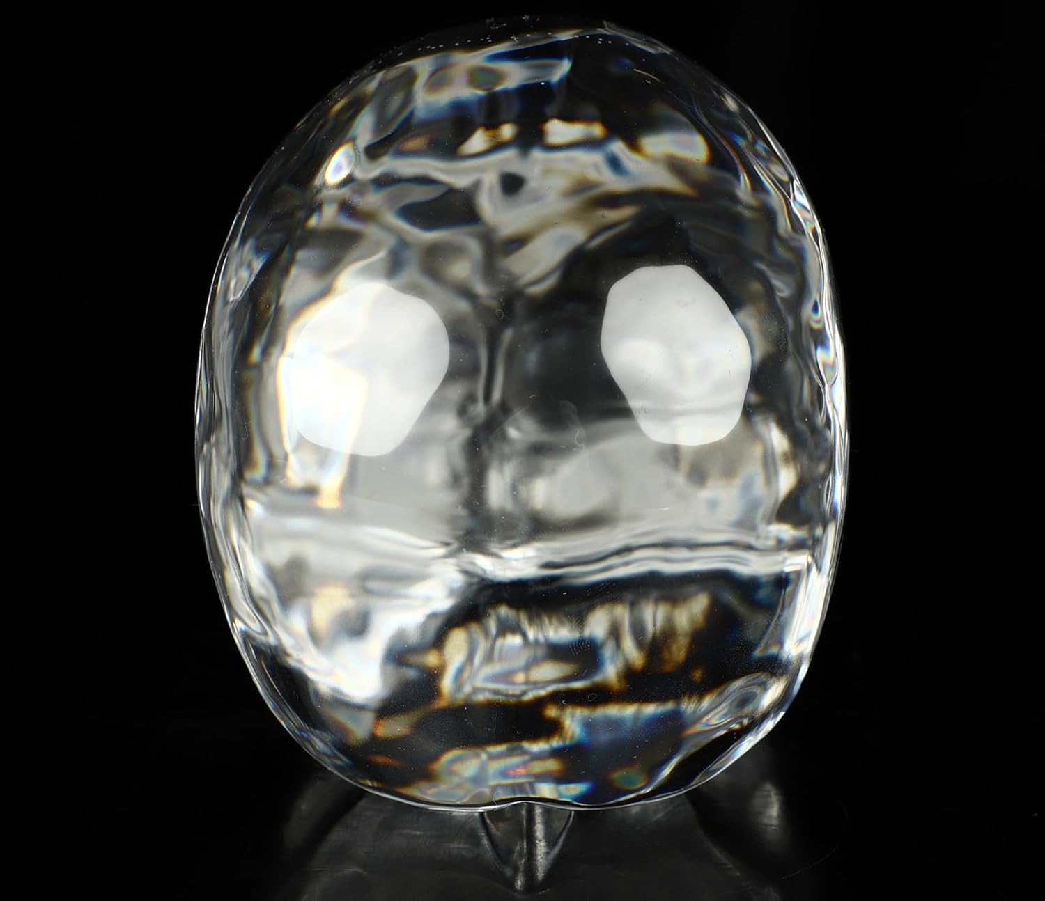Skullis 5.0" K9 Crystal Skull, Hand Carved Gemstone Fine Art Sculpture, Reiki Healing Stone Statue.2831