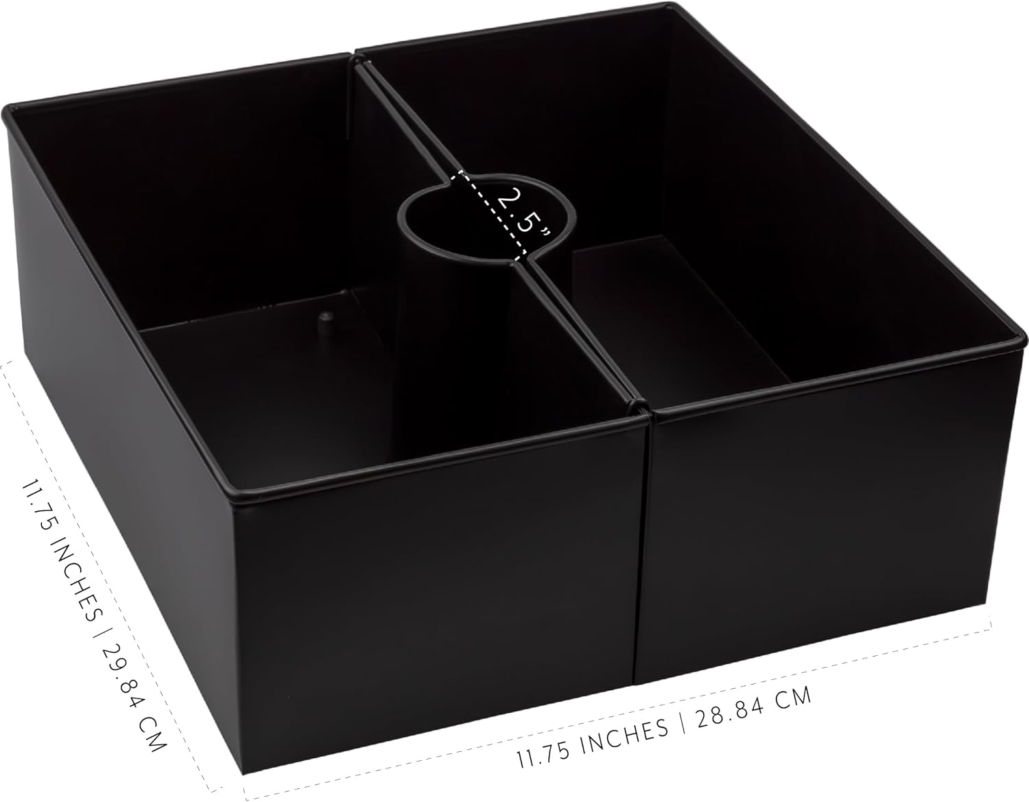 AuldHome Design Umbrella Planter for Patio Table (Black Square), w/Umbrella Hole, Enamelware Rectangular Planter Pots