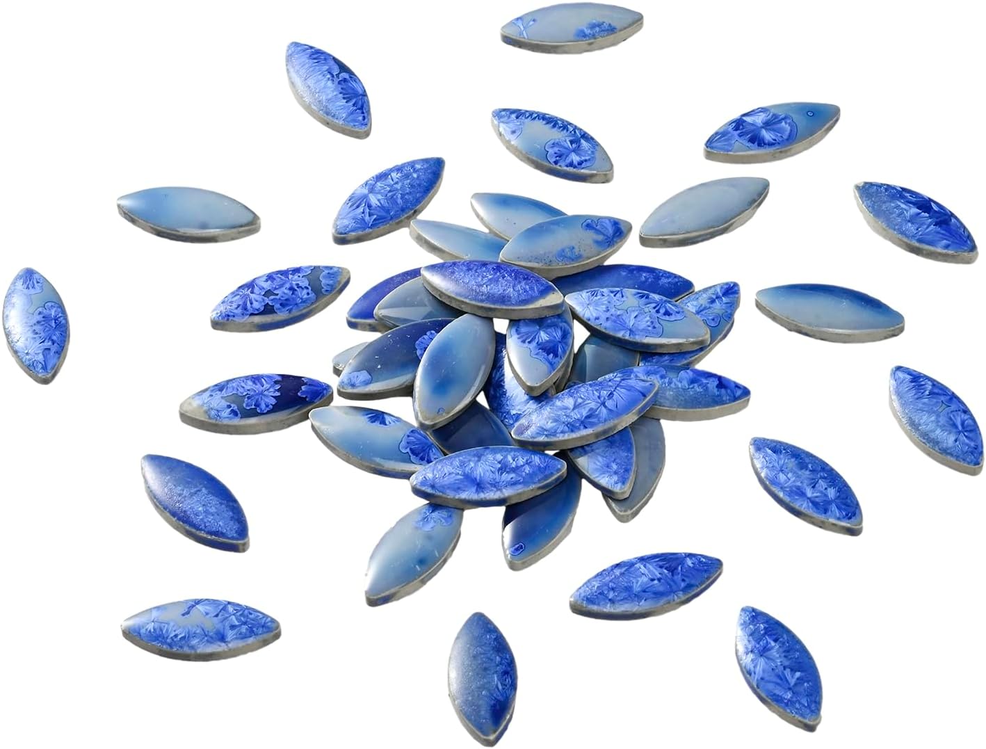 Blue Petal Ceramic Tiles Mosaic Tiles, Bulk Ceramic Mosaic Pieces Stepping Stone Crafts Making Supplies for Home Outdoor Floor Vase Tabletop Decoration - 70pcs