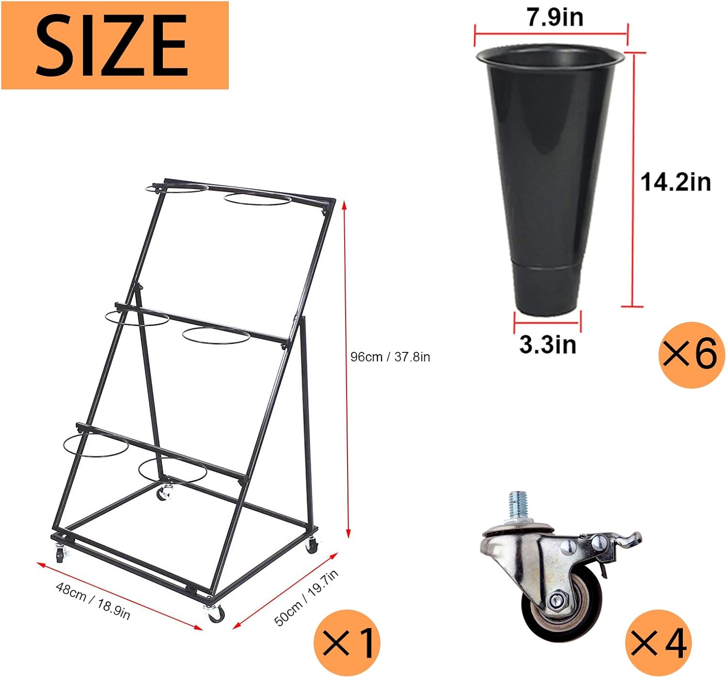 Flower Display Stand, 3-Layer Heavy-Duty Mobile Plant Cart shelve with Wheels, with Plastic Buckets, Easy to Install, Suitable for Indoor and Outdoor Balcony Courtyard Garden Art Exhibitions