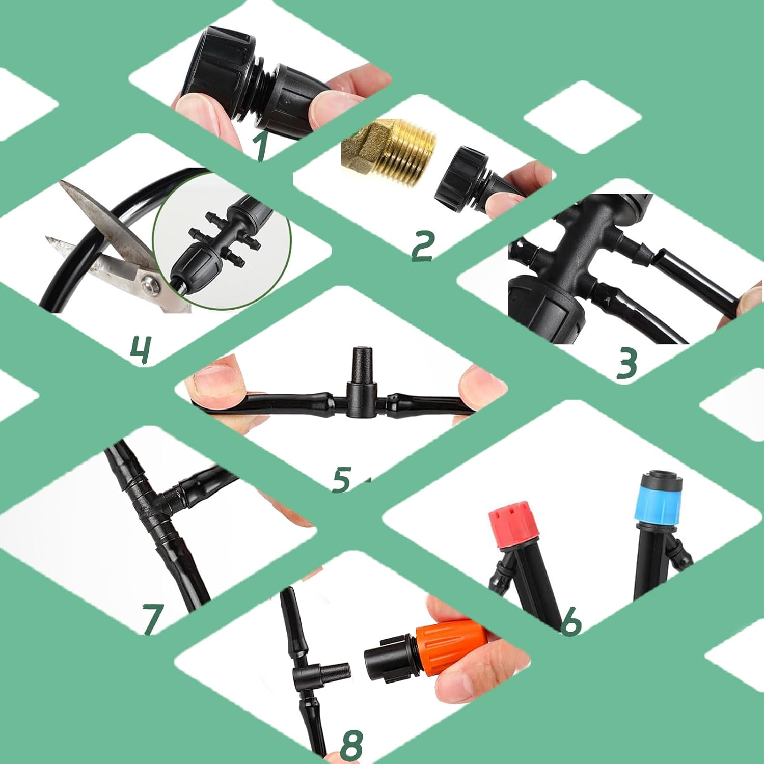 Drip Irrigation System - Irrigation System for Garden w/ 1/4" & 1/2" Fast-Lock Tubing - Adjustable Nozzles & Sprinklers Garden Watering System (230FT Kits)