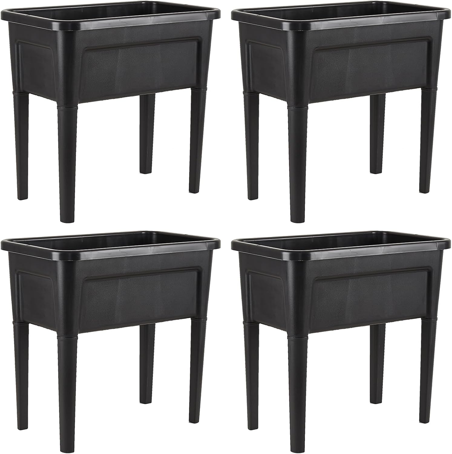 4 Pcs Plastic Raised Garden Beds with Legs，16 Gallon Outdoor Elevated Garden Planter Box，Perfect for Flowers, Vegetables, and Herbs
