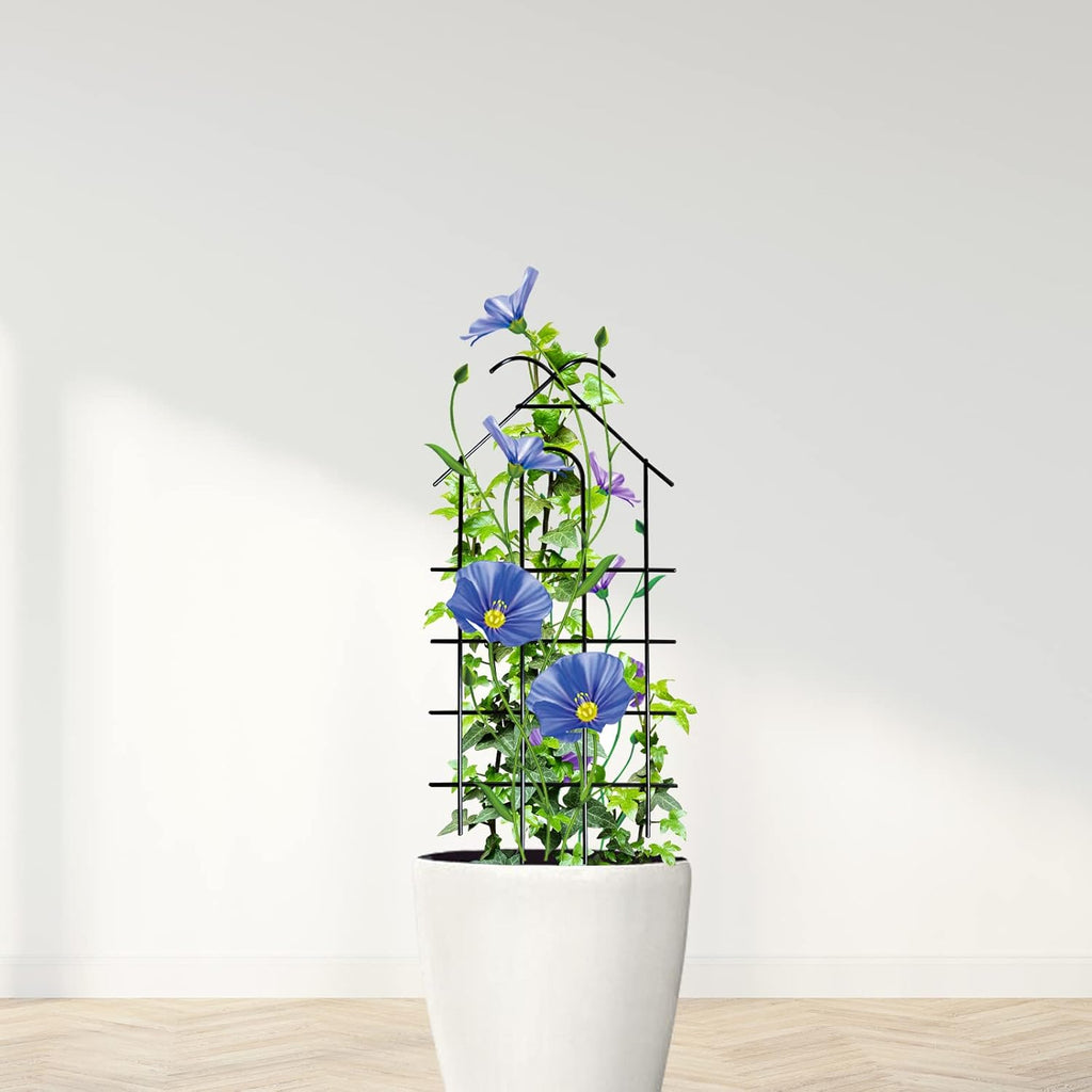 ARIFARO 24'' Metal Garden Trellis Indoor/Outdoor Sturdy Plant Trellis for Potted Plants,House Plants, Climbing Vines, Pack of 4, Black