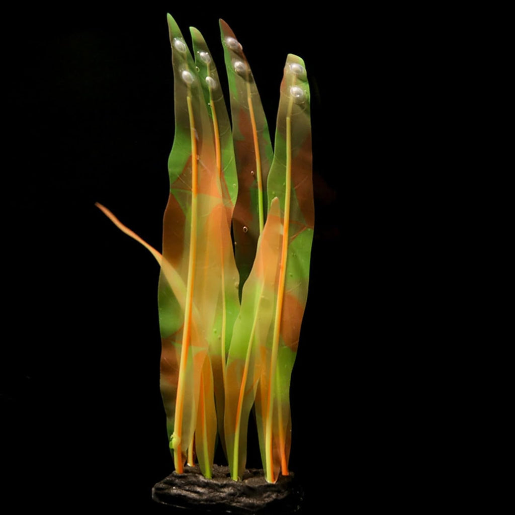 2Pcs Soft Silicone Aquarium Plants Glowing Kelp Fish Tank Plants Decor Artificial Aquarium Plant Decoration Simulation Artificial Water Grass for Fish Tank,Orange,7inch