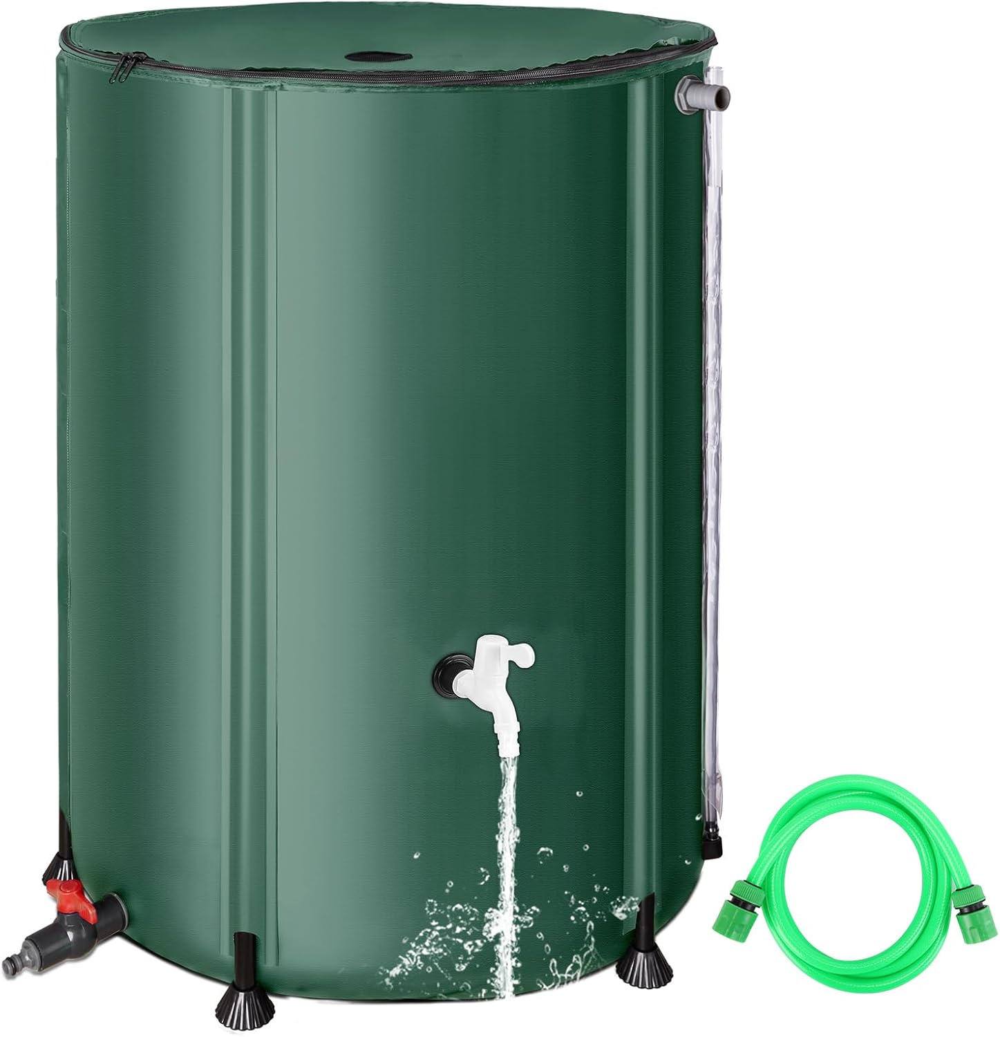 132 Gallon / 500L Collapsible Rain Barrel, Foldable PVC Water Barrels to Collect Rainwater from Gutter, Portable Water Collection System with Hose Spigot, Garden Water Catcher Collector Green
