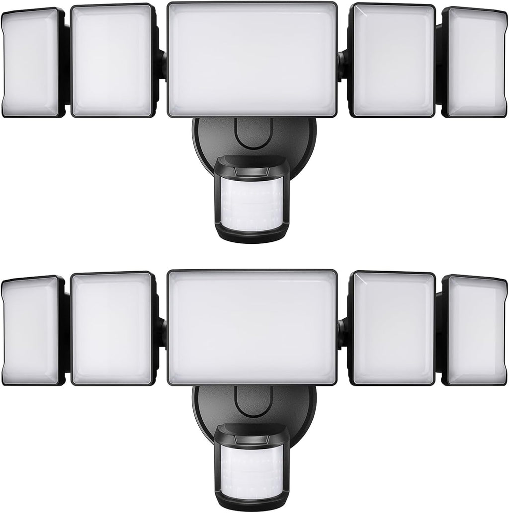 Olafus 100W Motion Sensor Outdoor Lights, 10000LM 2 Pack Motion Sensor Flood Light, Dusk to Dawn Outdoor Lighting, IP65 Waterproof Motion Detector Lights for Outside, Black