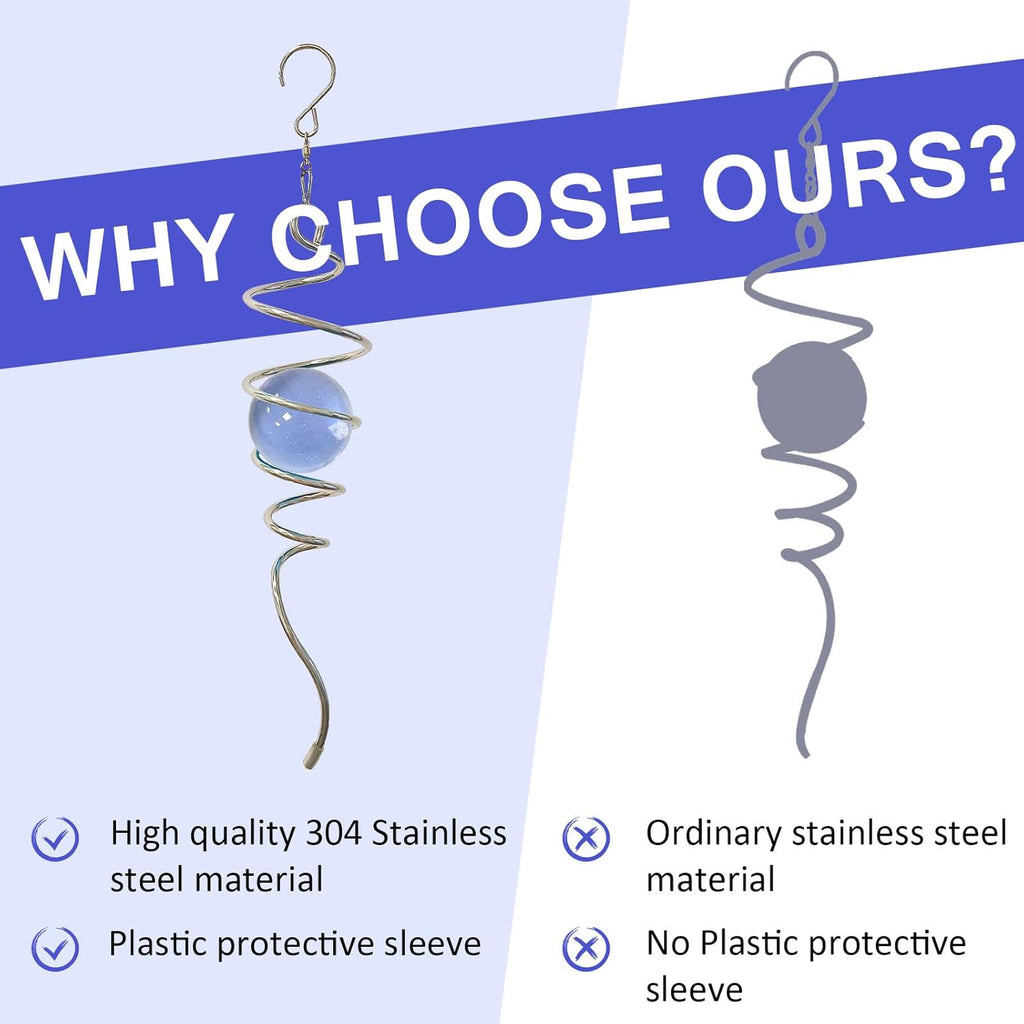 Wind Spinner Tail with Purple Glass Orb,Wind Spinners Stabilizer Gazing Ball Spiral Tail,Hanging Rotating Wind Spinner Spiral,Indoor Outdoor Visual Illusion Garden Decoration-13in