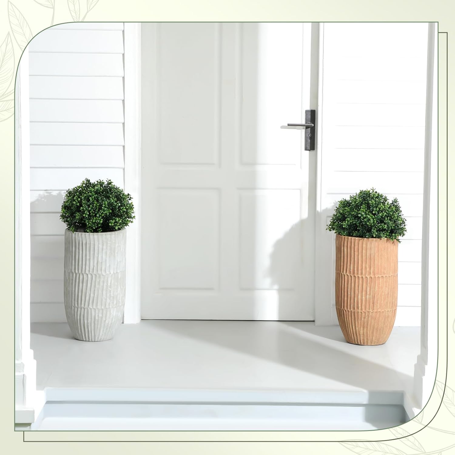 Yunlly 2 Pack 18" Artificial Boxwood Ball Bush Topiary Trees Fake Outdoor Plants, Realistic UV Resistance Faux Shrubs with Spike Greenery Topiary Potted for Front Porch Garden Yard Patio Indoor Decor