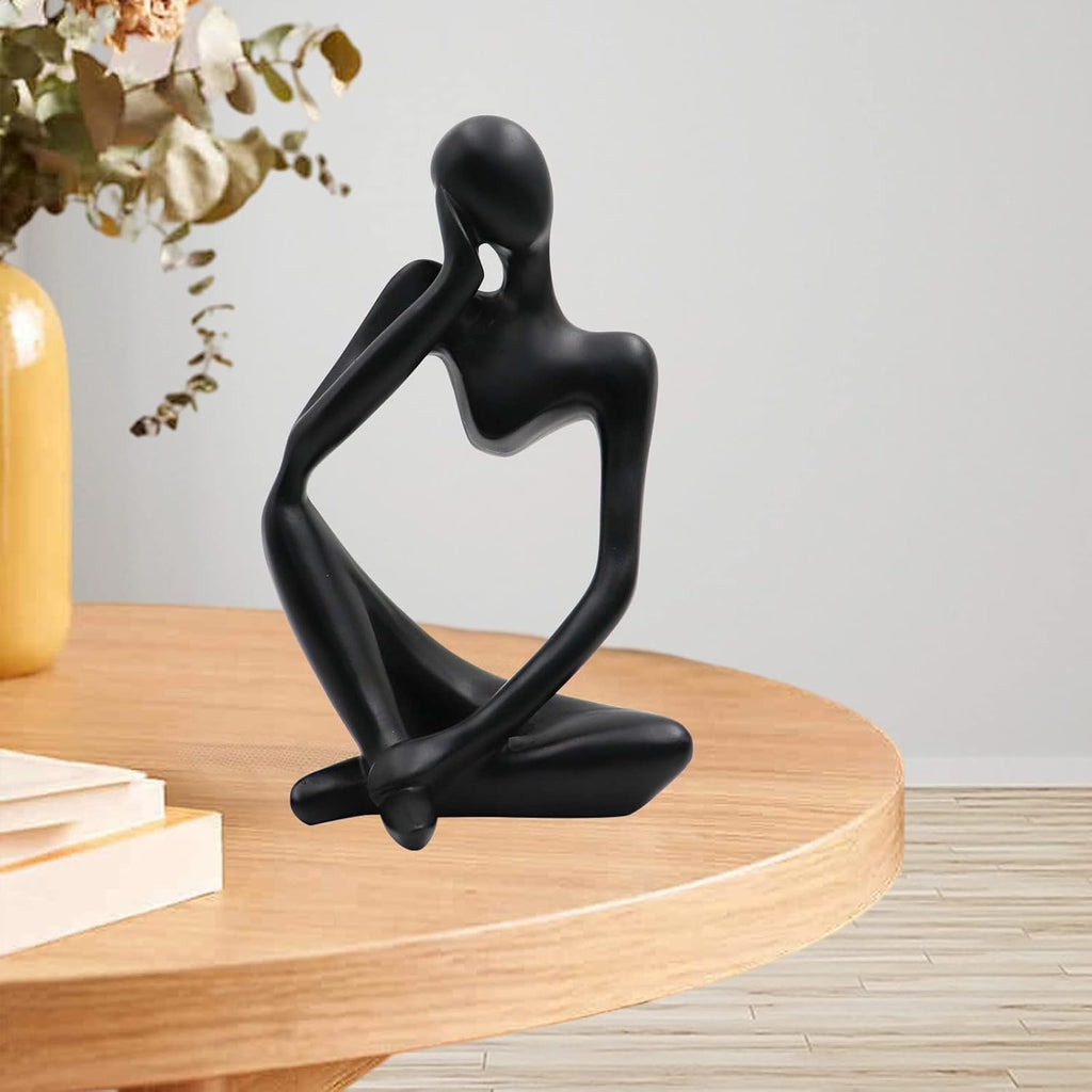 Thinker Statues and Sculptures, Resin Thinker Statue Ornaments, Abstract Style Sculptures, Housewarming Gifts, Housewarming Decorations, Living Room Dining Desk Decorations(Black Right, Large)