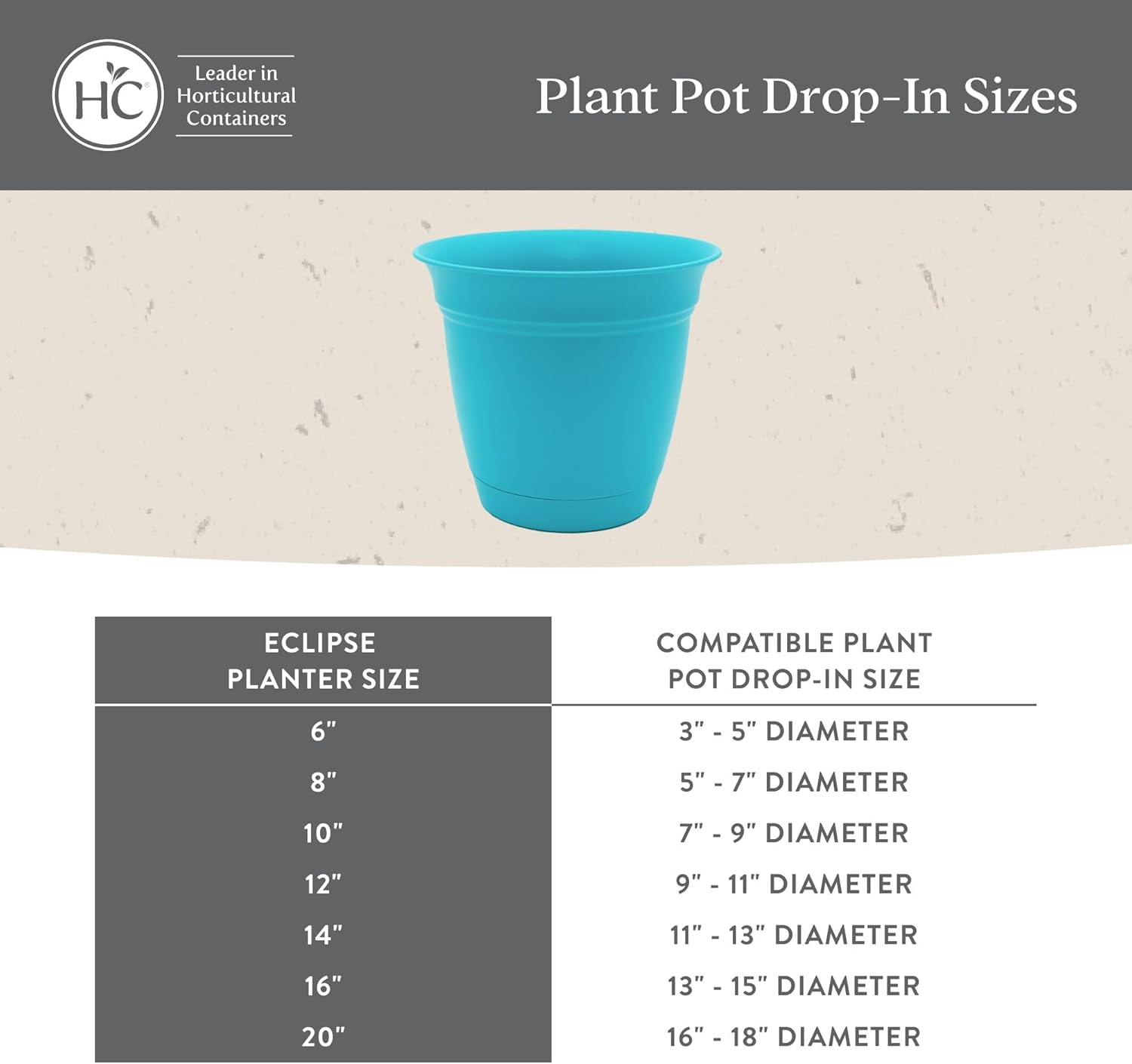 The HC Companies Eclipse Round Planter with Saucer - Outdoor & Indoor Plant Pot with Drainage Holes - Lightweight, UV-Resistant Plastic Pots for Plants, Flowers & Herbs (12" Teal, Pack of 6)