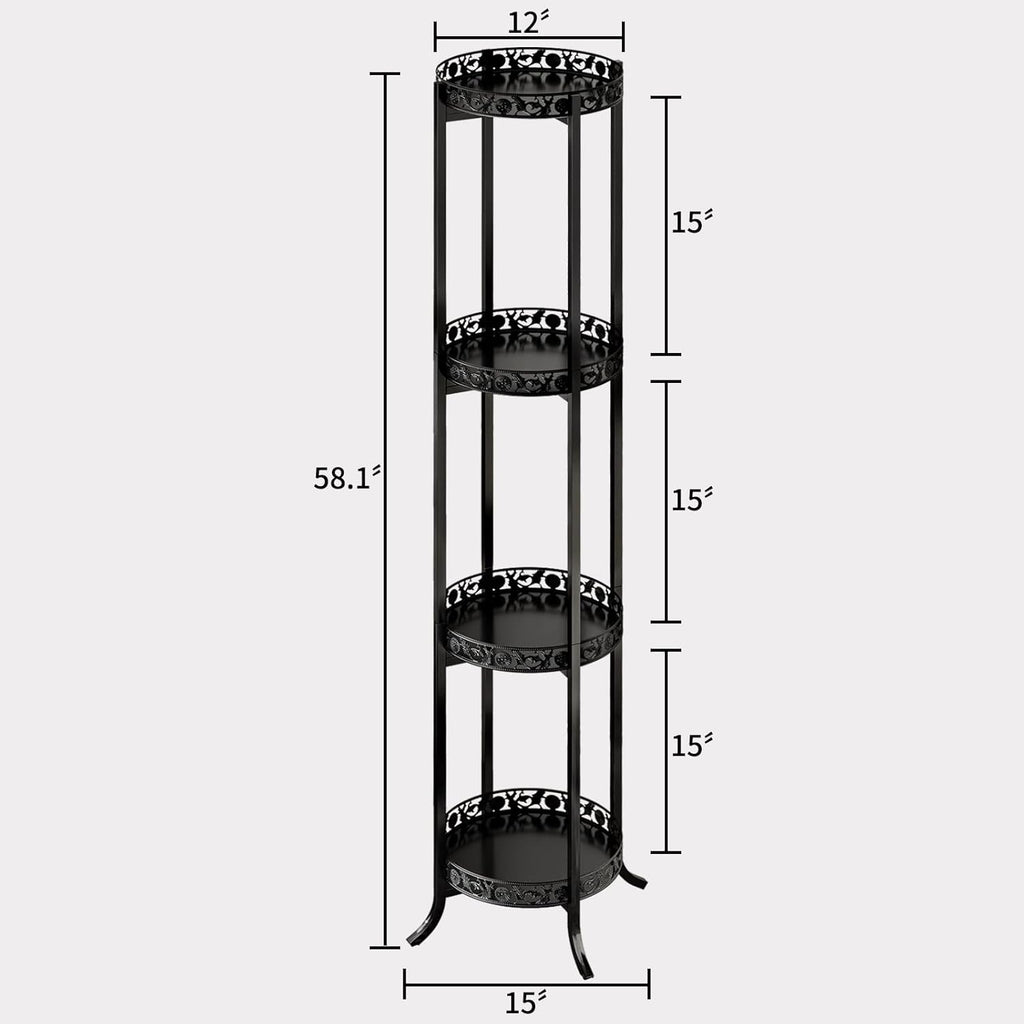 COPREE 4-tier Plant Stand, Space-Saving Iron Planter Shelves Flower Pot Organizer Rack Multiple Flower Pot Display Holder Shelf Indoor Outdoor Heavy Duty Planter Shelving Unit