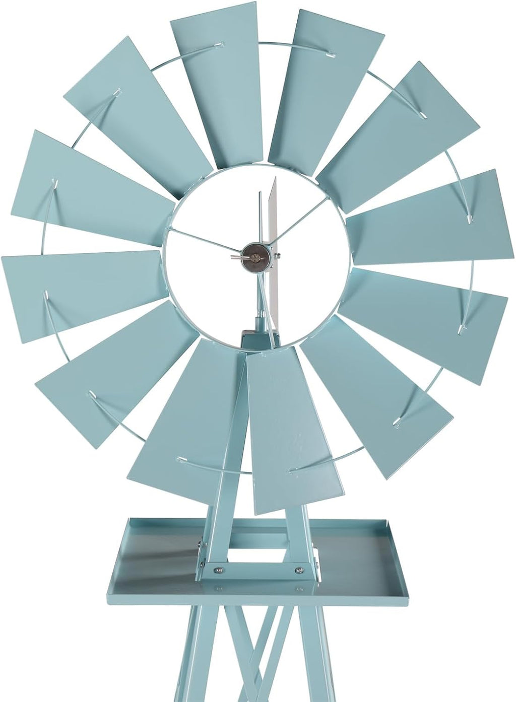 8FT Windmill for Yard Garden Decoration with Weather Vanes，Heavy Duty Outdoor Wind Mills, Large Metal Outdoor Windmill,Weather Resistant,Blue