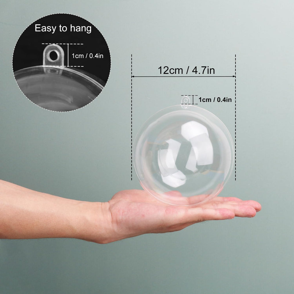 20 Pcs 4.72 Inch Clear Acrylic Fillable Balls, Christmas DIY Fillable Ornaments Balls, Acrylic Ornaments Ball for Christmas, Holidays, Weddings, Parties, and Home Decor