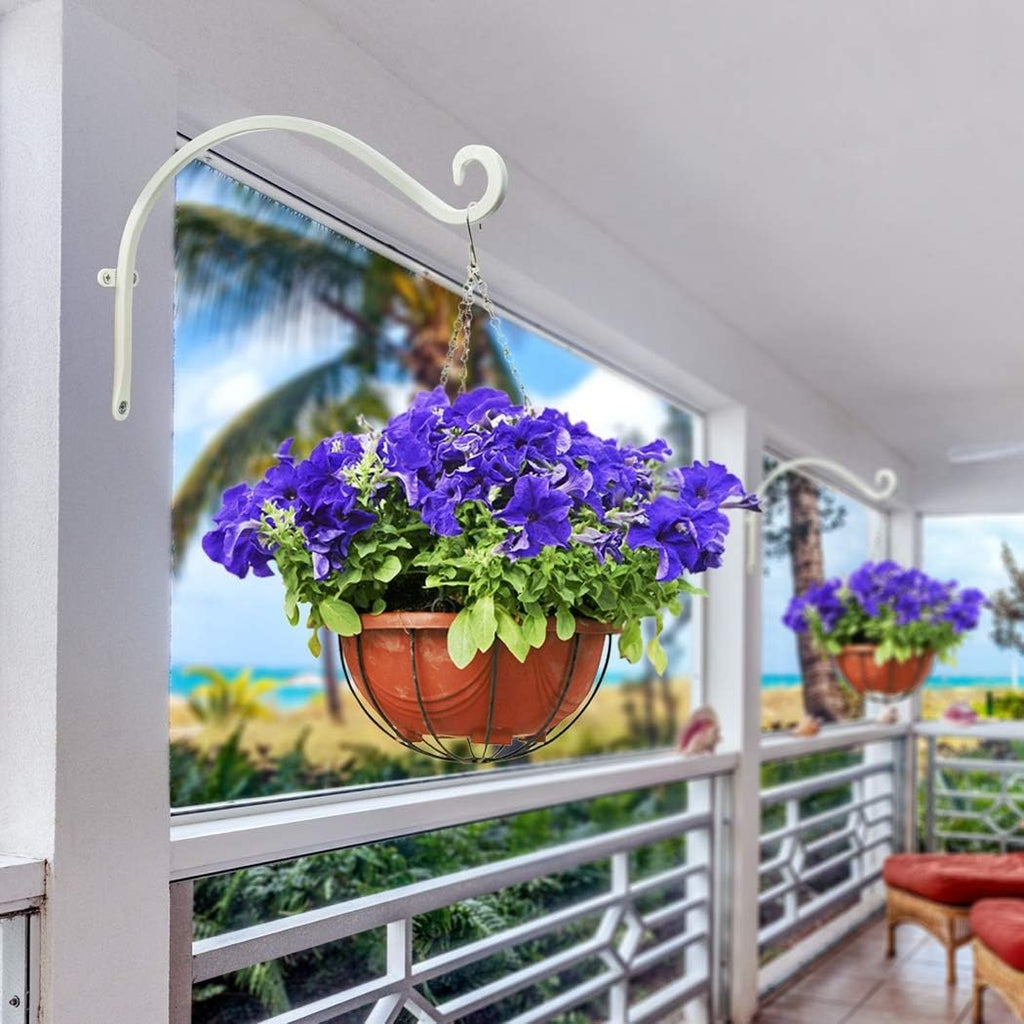 Hanging Plant Brackets Outdoor: 12-Inch Hanging Plant Hangers Wall Hooks - Wall Mount Brackets for Bird Feeder Flower Baskets White