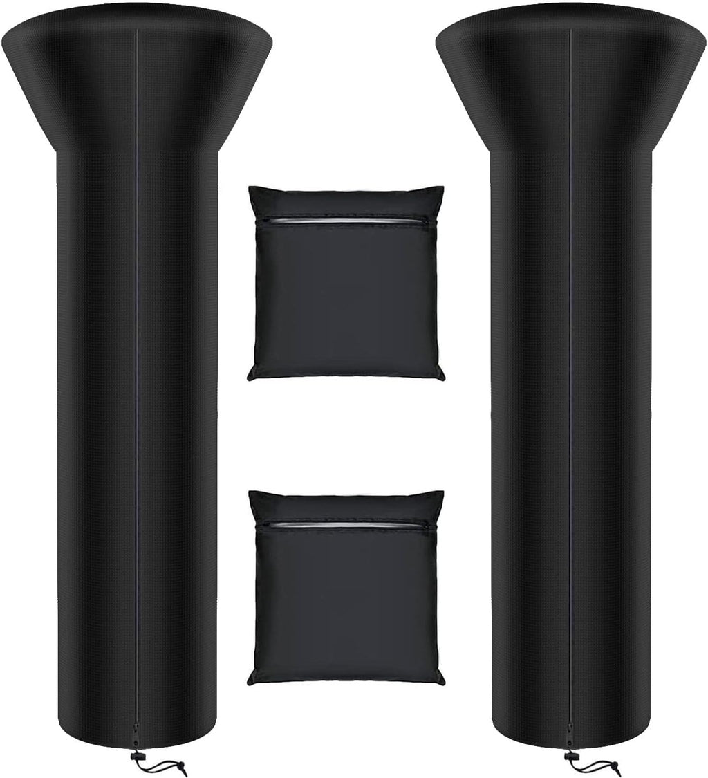 Siruiton Patio Heater Covers with Zipper & Air Vent, Waterproof, Dustproof, Wind & Snow-Resistant, 420D UV-Resistant, Black, 2 Pack (89" Height x 33" Dome x 19" Base)