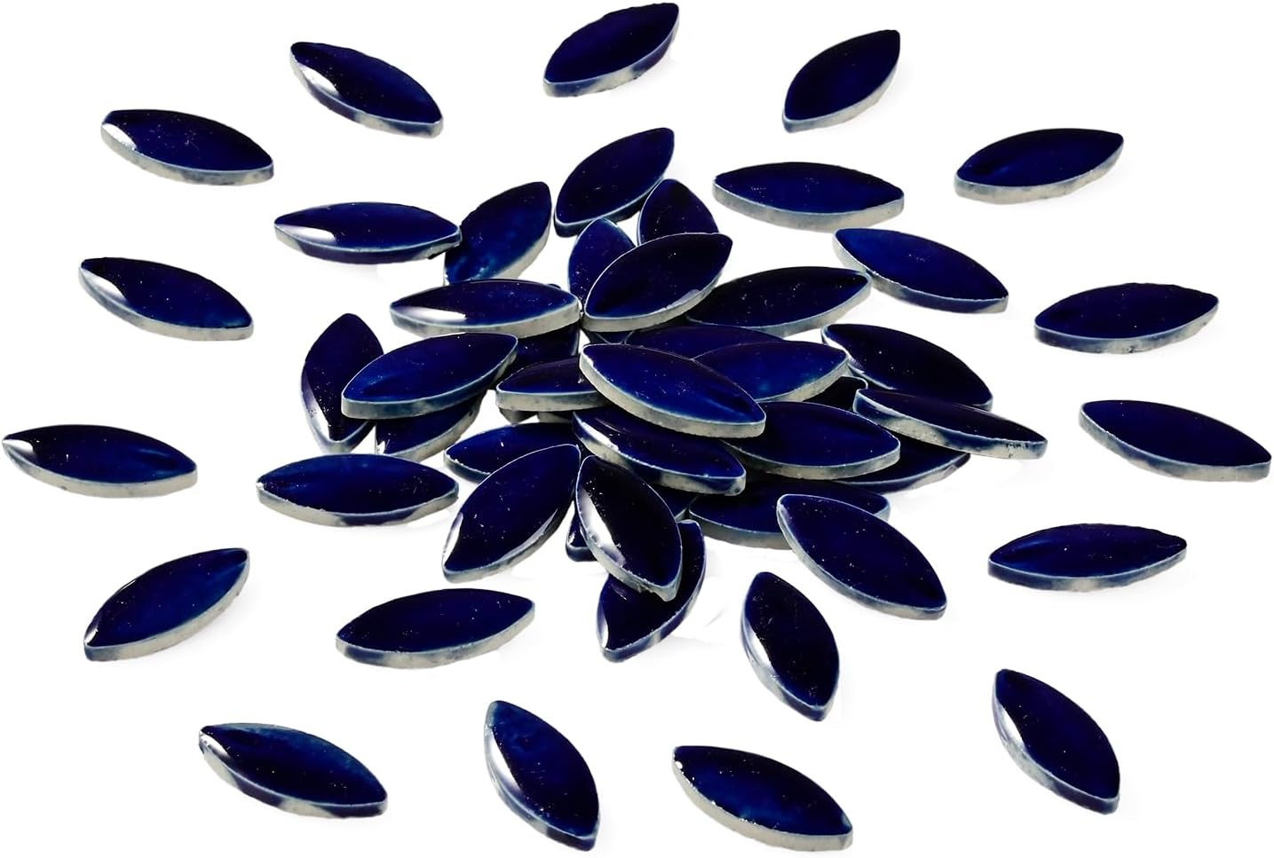 70 Pieces Petal Ceramic Tiles Mosaic Tiles, Bulk Ceramic Mosaic Pieces Stepping Stone Crafts Making Supplies for Home Outdoor Floor Vase Tabletop Decoration - Dark Blue