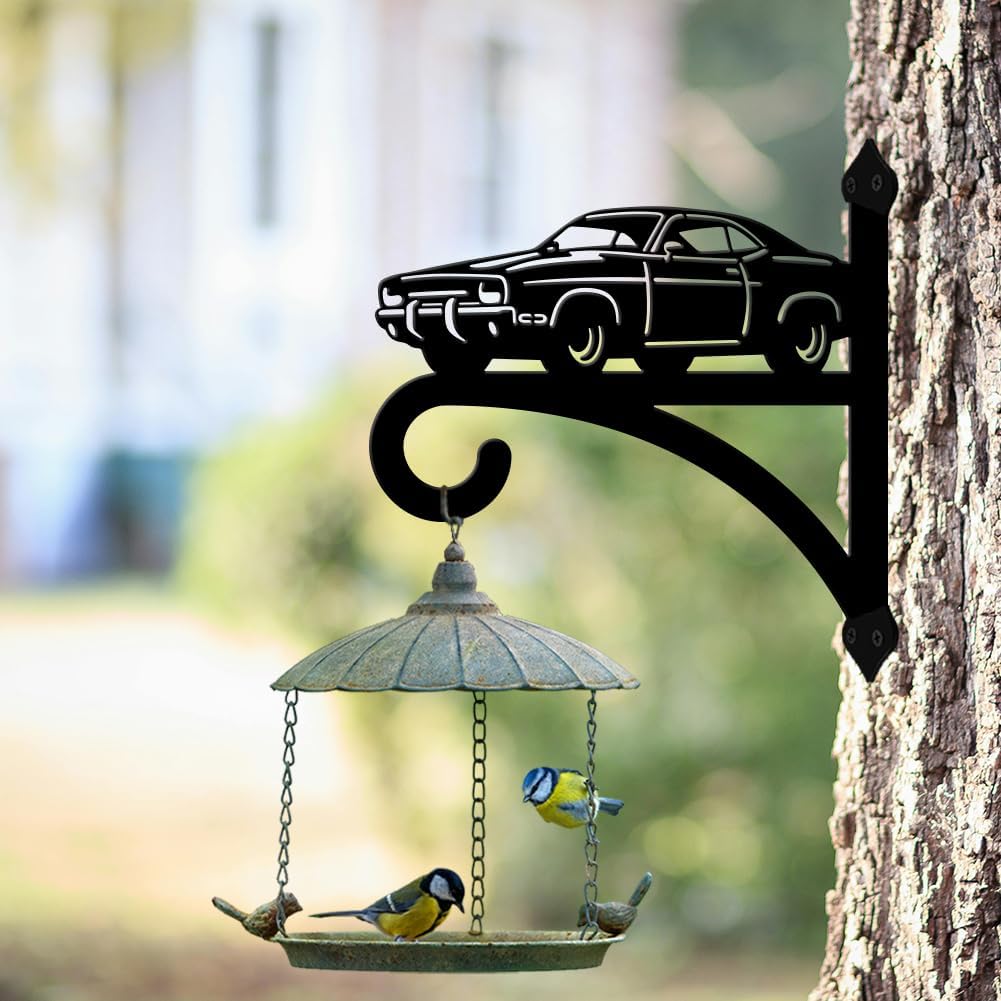 peacoblue Iron Plant Hangers Hooks for Outdoor Indoor Hanging Plants Flower Fern Pots Lantern Bird Feeder,11.8"x13.6" Weather Resistant Metal Wall Holder for Porch Garden Farmhouse(Retro Car)