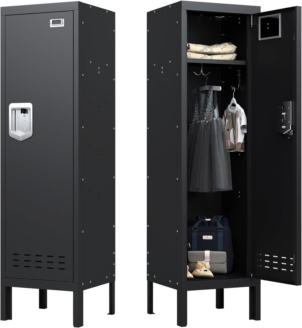 Metal Cabinet Home Office Storage, Lockable Steel Locker with Door, 54" Height, Multi-Purpose for Home, Office, Gym, School, Garage