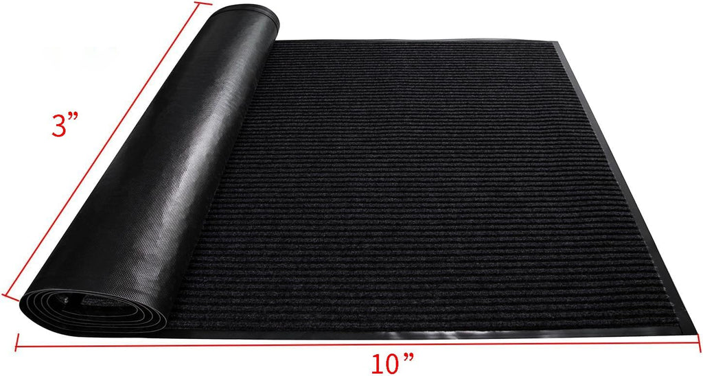 TANYOYO 3' X 10' Commercial Grade Door Floor Mat Brush Step Entrance Mat Vinyl Backed Utility Doormat Heavy Duty Floor Rugs Commercial Outdoor Carpet Indoor Entrance Mat，Black