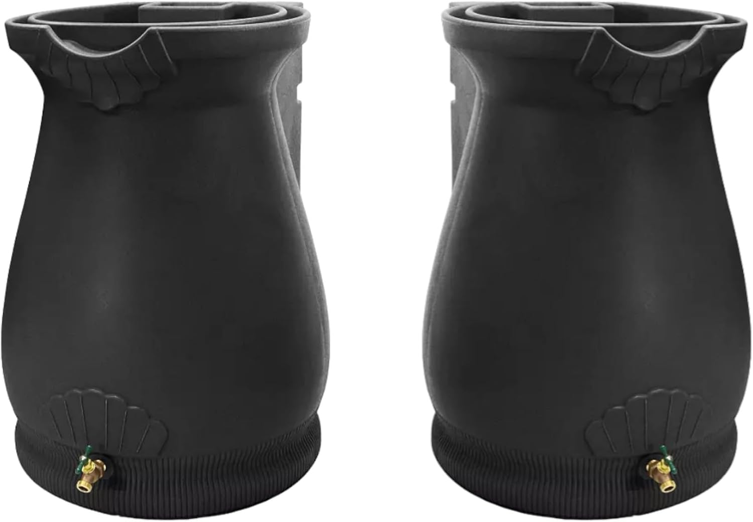 65-Gallon Urn Rain Wizard Decorative Barrel (Black, 2 Pack)